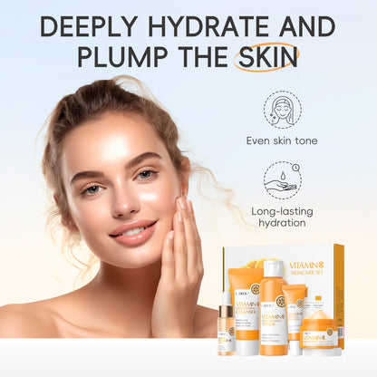 Coffret Soin Visage Hydratant & Éclaircissant (5 Pièces) - LAIKOU Vitamine C
