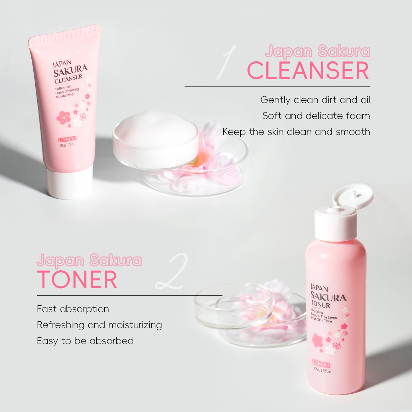 Coffret Soin Visage Hydratant & Éclaircissant (6 Pièces) - LAIKOU Sakura