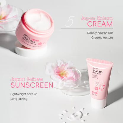 Coffret Soin Visage Hydratant & Éclaircissant (6 Pièces) - LAIKOU Sakura