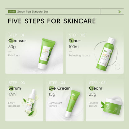 Coffret Soin Anti-Âge & Blanchissant (5 Pièces) - FENYL Thé Vert