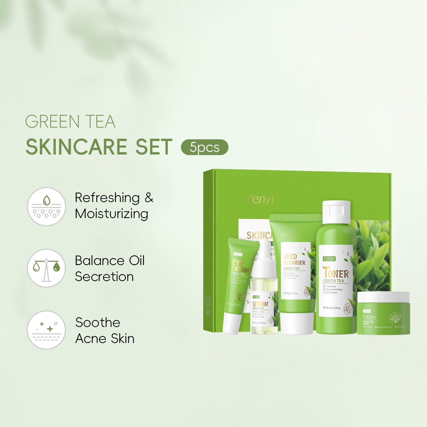 Coffret Soin Anti-Âge & Blanchissant (5 Pièces) - FENYL Thé Vert